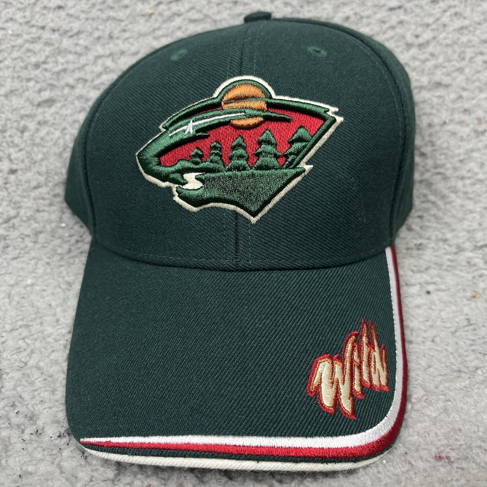Vintage Minnesota Wild Hat Cap Strap Back Green NHL Hockey Lodge Embroidered